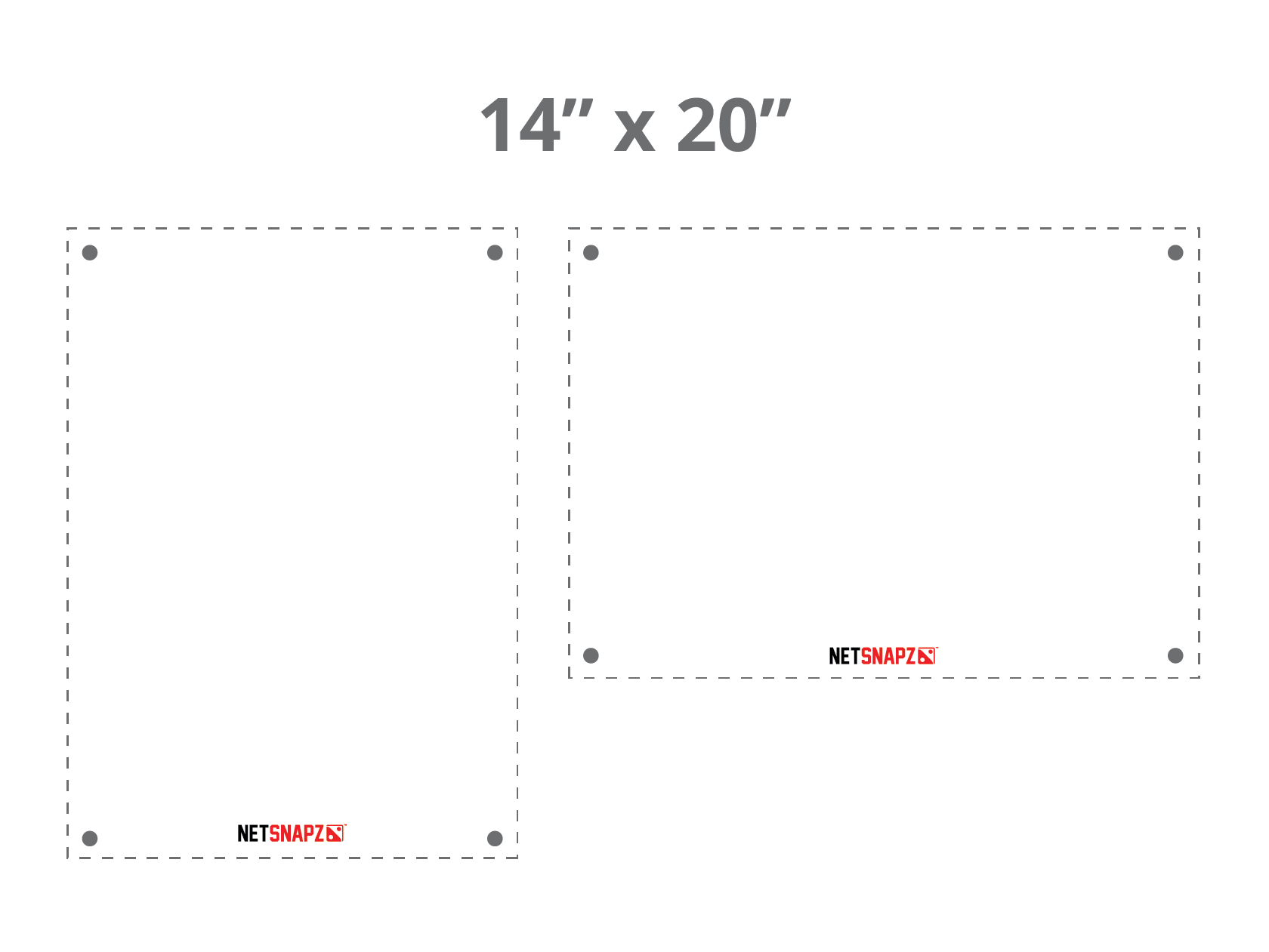 14 by 20 inch NetSnapz snap-on net banner size guide